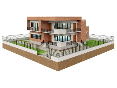 Modern Brick House 1 3D model