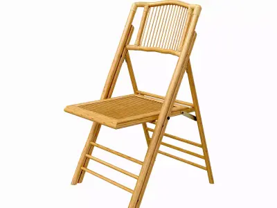 Rattan bamboo chair folding 3D model