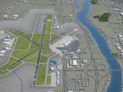 Quad City International Airport - MLI Low-poly 3D model