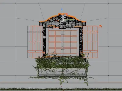 Wood Window Wall 3D Model - Blender Cycles Render 3D model