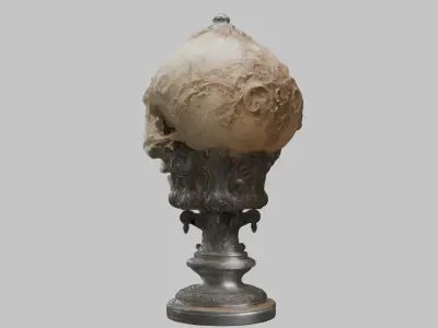3D Skull on Pedestal - High-Quality Model for Art and Design Low-poly 3D model