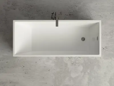 Freestanding  rectangle bathtub with floor-mounted tap 8 3D model