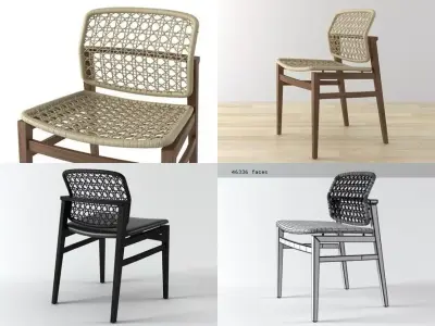 Chair four rattan chairs 3D model