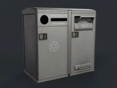 Street Trash Can 34 PBR Game Ready Low-poly 3D model