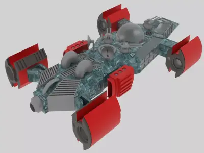 Space - T Spaceship Low-poly 3D model