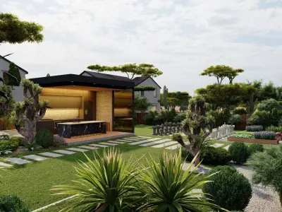 3D Exterior Scene 3D model design garden and landscape 3D model 19