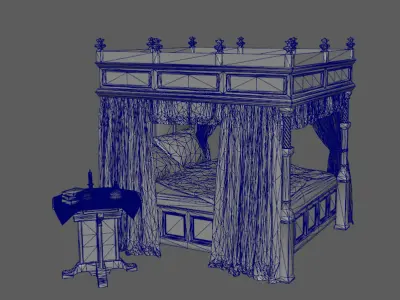 Chinese style horror wedding bed Low-poly 3D model