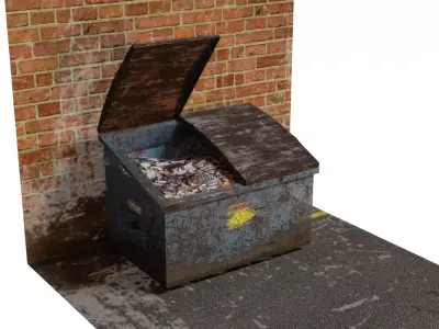 Old Dumpster Low Poly Rusted Low-poly 3D model