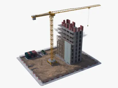 Under Construction Scene Low-poly 3D model