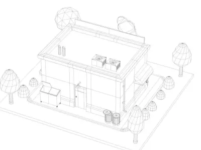 Low Poly Ice Cream Shop Low-poly 3D model