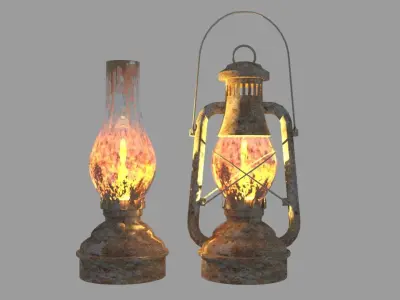 Oil lamps 3D model