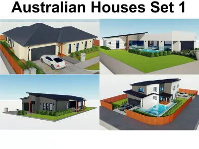 Australian Houses Set 1 3D model
