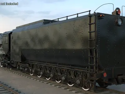  Vintage Locomotive with Trailed Tender Rigged for Maya 