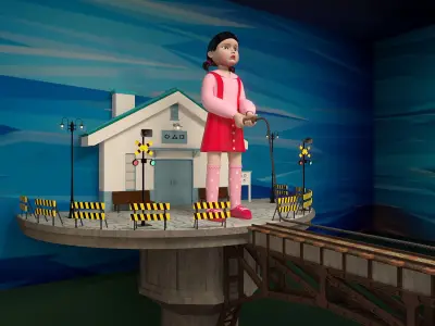 Squid Game season 3 Jump rope game scene 3D model