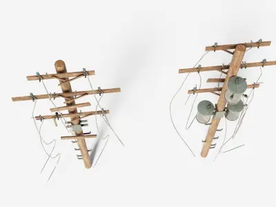 electrical poles with pbr textures Low-poly 3D model