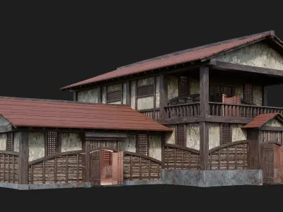 Medieval House Building 4K Textures GameReady 158 Low-poly 3D model