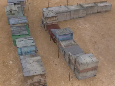 Shanty Town Buildings 2 Town Blocks in obj format Low-poly 3D model