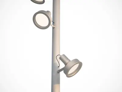 Lighting pole with many luminaires 3D model