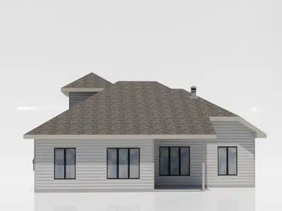 American style house Low-poly 3D model