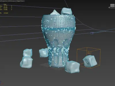 Iced Drink in Glass Cup 3D model