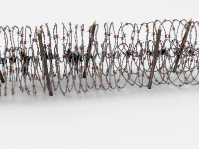 Low Poly Barb Wire Obstacle Low-poly 3D model