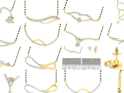 Diamond locket set for Women 3D Model Pack