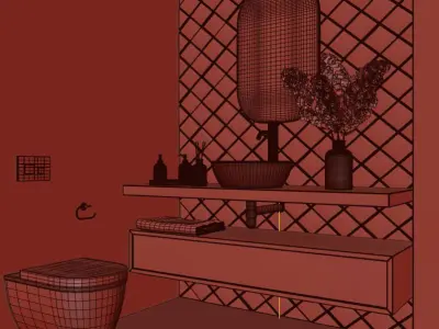 Black bathroom  3D model