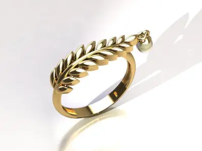 Wheat-Ring gold leaf ring 3D print model
