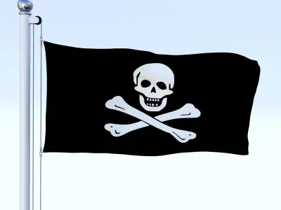 Animated Pirate Flag Low-poly 3D model