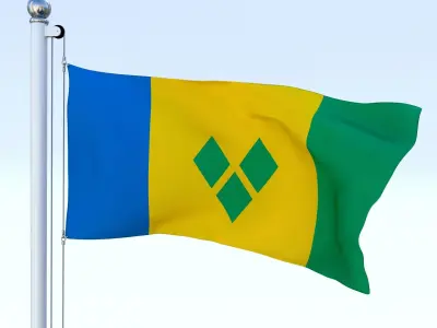 Animated Saint Vincent and the Grenadines Flag Low-poly 3D model