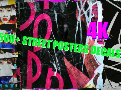 600 plus  Street Posters Decals 3D model