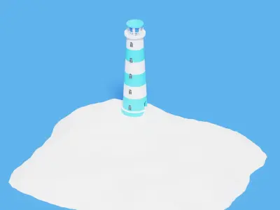 Low Poly Cartoon Light House 3D model