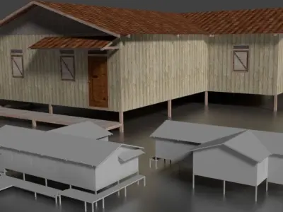 Rumah Kayu Pinggir Sungai 001-020 FBX 3D model
