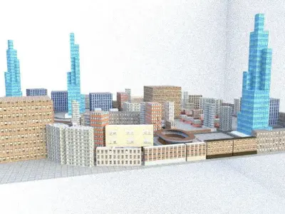 low poly city minecraft Low-poly 3D model