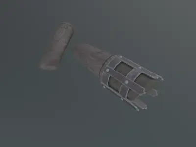 Broken Medieval Torch - Game Ready Low-poly 3D model