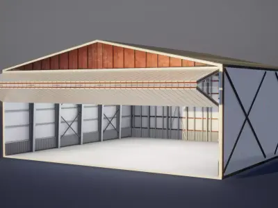 Airplane Hangar 3D Model Low-poly 3D model
