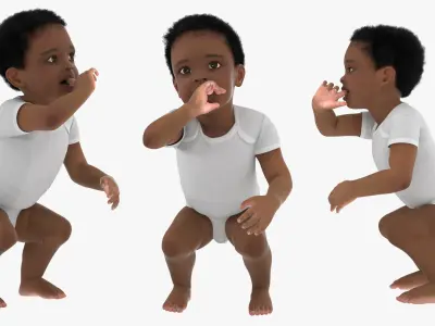  Little Boy Light Skin in Bodysuit Rigged for Cinema 4D 