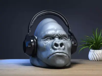 gorilla headphone stand Headset Stand Perfect Gamer Gift  3D print model