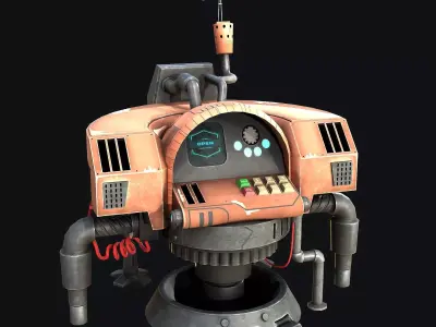 Sci-Fi Consolo Computer Base 7 Low-poly 3D model