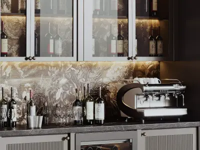 Bar cabinet for a restaurant and home 01 3D model