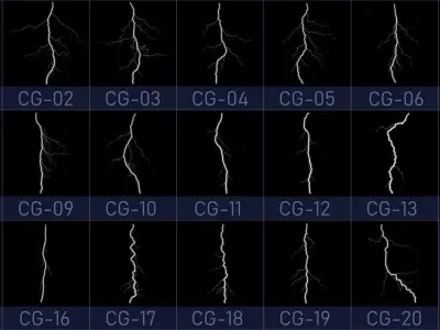 Realistic 3D Lightning Collection CG-01 - 20 3D Model Pack