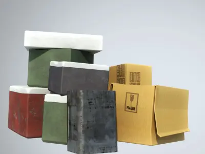 Stylized boxes 3D model