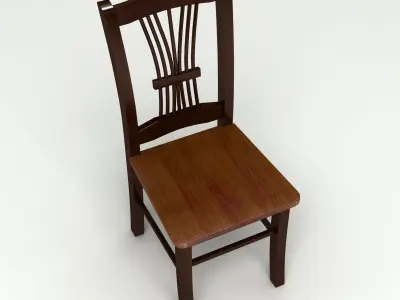 Wooden Chair Low-poly 3D model