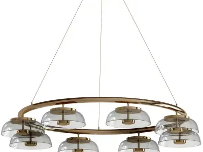 BLOSSI 8 six light chandelier in brass with clear glass shades 3D model