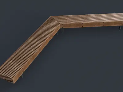 Modern Outdoor Bench 55 PBR Game Ready Low-poly 3D model