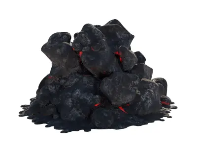 lit coal pile Low-poly 3D model