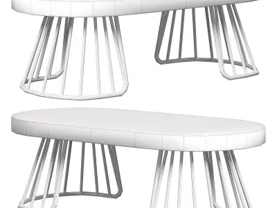 472 vintage oval coffee table 3D model