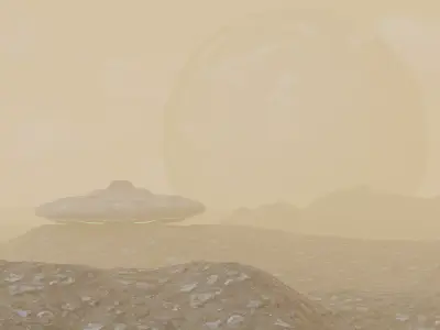Mars Landscape with Earth and UFO include all assets   3D model