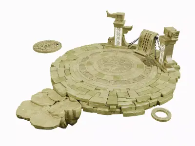 Stylized Ancient Stone Plaza - Game-Ready Ruins Platform 3D model