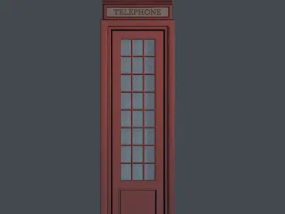 London Telephone Booth Lowpoly Game-Ready 3D Model Low-poly 3D model